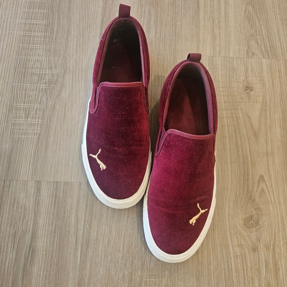 Puma Bari Comfort Slip On Sneakers Comfort Women Sz 9.5 Burgundy/Red Velvet